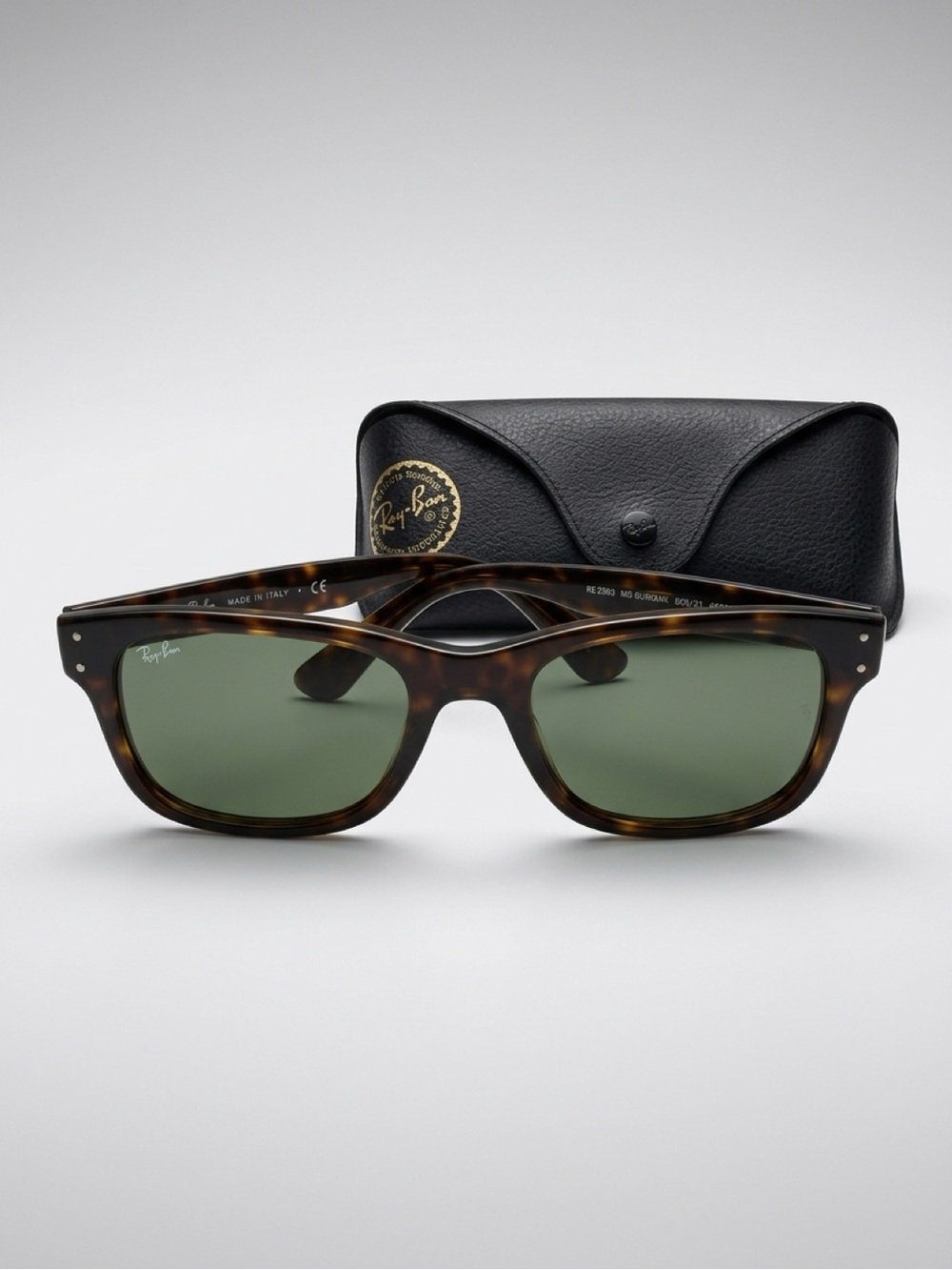 Ray-Ban Tortoiseshell Frame Sunglasses with Green Lenses